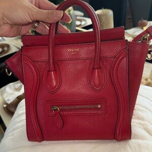 Celine Nano Red Mini Bag with Structured Design